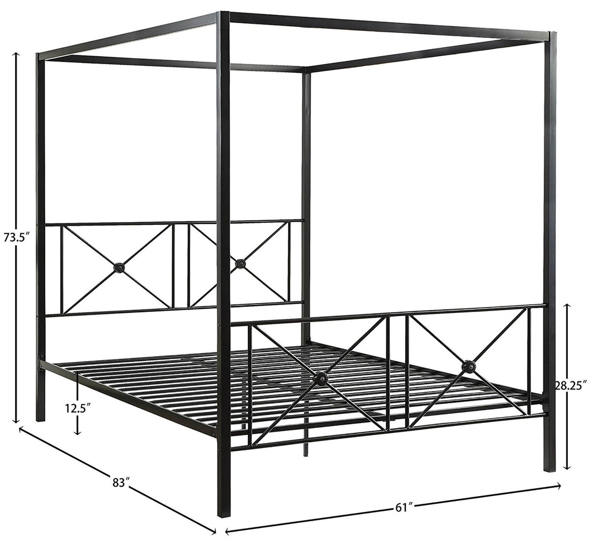 Glenda Black Metal X Shape Canopy