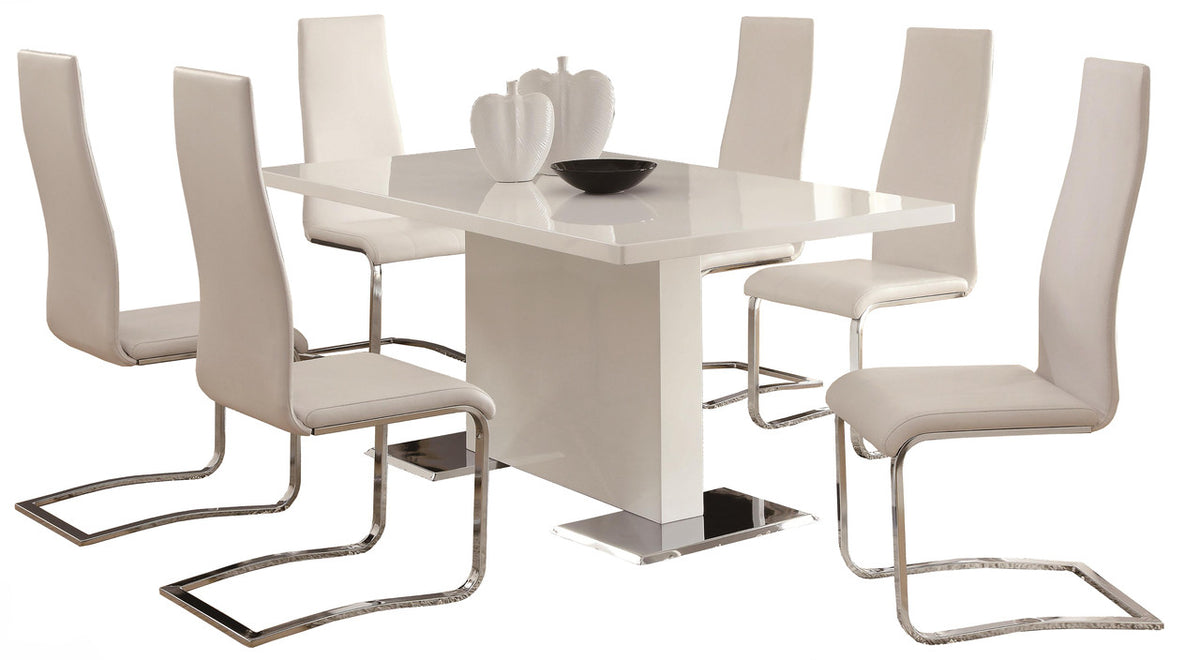 LEXANI Glossy White 63" Wide Dining Table