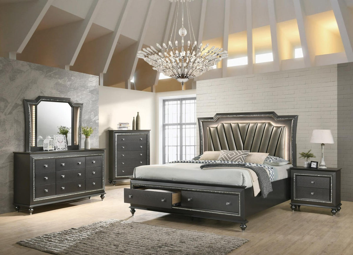 MARVILLA Gray LED 66" Wide Dresser & Mirror