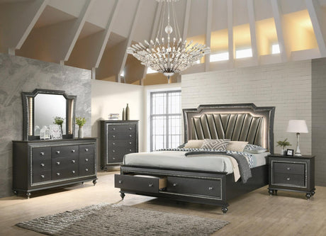 MARVILLA Gray LED Storage Bed