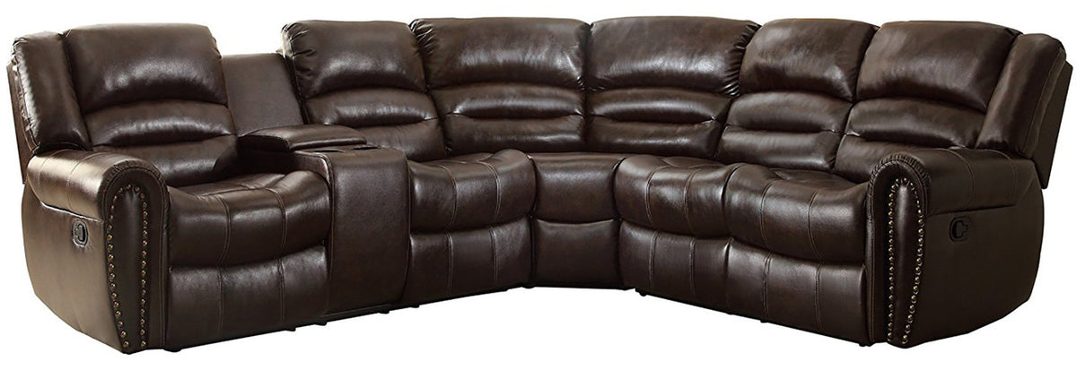 Cameren Dark Brown Bonded Reclining Sectional Left Console