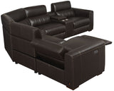 DONOVAN Top-Grain Leather 6-PC Powered Reclining Sectional with USB