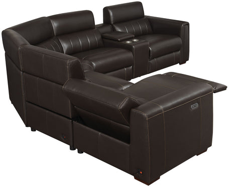 DONOVAN Top-Grain Leather 6-PC Powered Reclining Sectional with USB