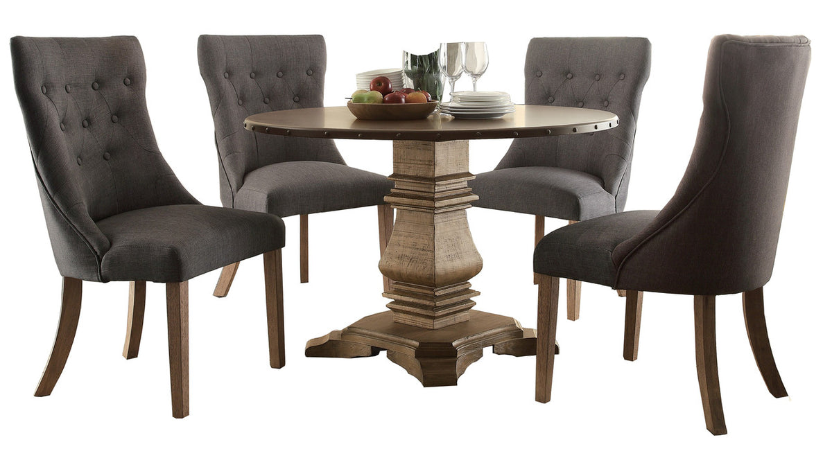 Josefine Oak/Zinc 5-PC Dining Set Wingback Chairs