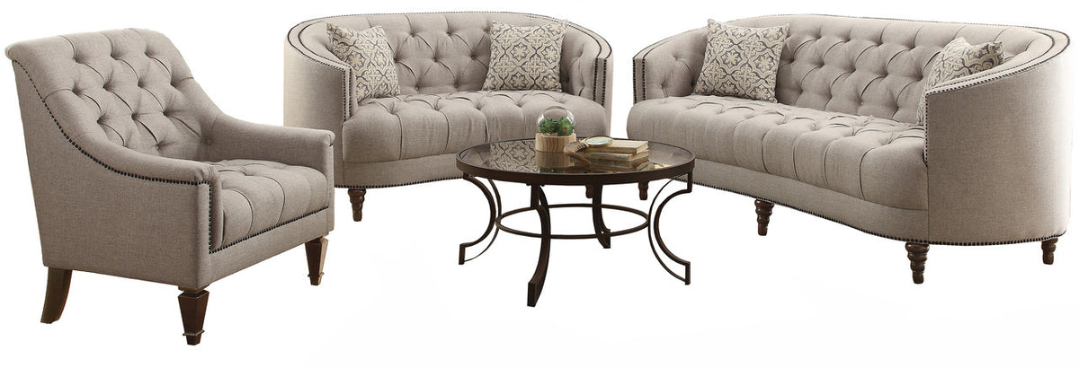 Mia Grey Tufted  Linen Loveset