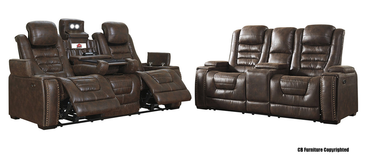 CONCIERGE Brown Powered Reclining Sofa & Loveseat