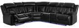 Jameson Black Reclining Sectional With LED/USB/ Storage Console