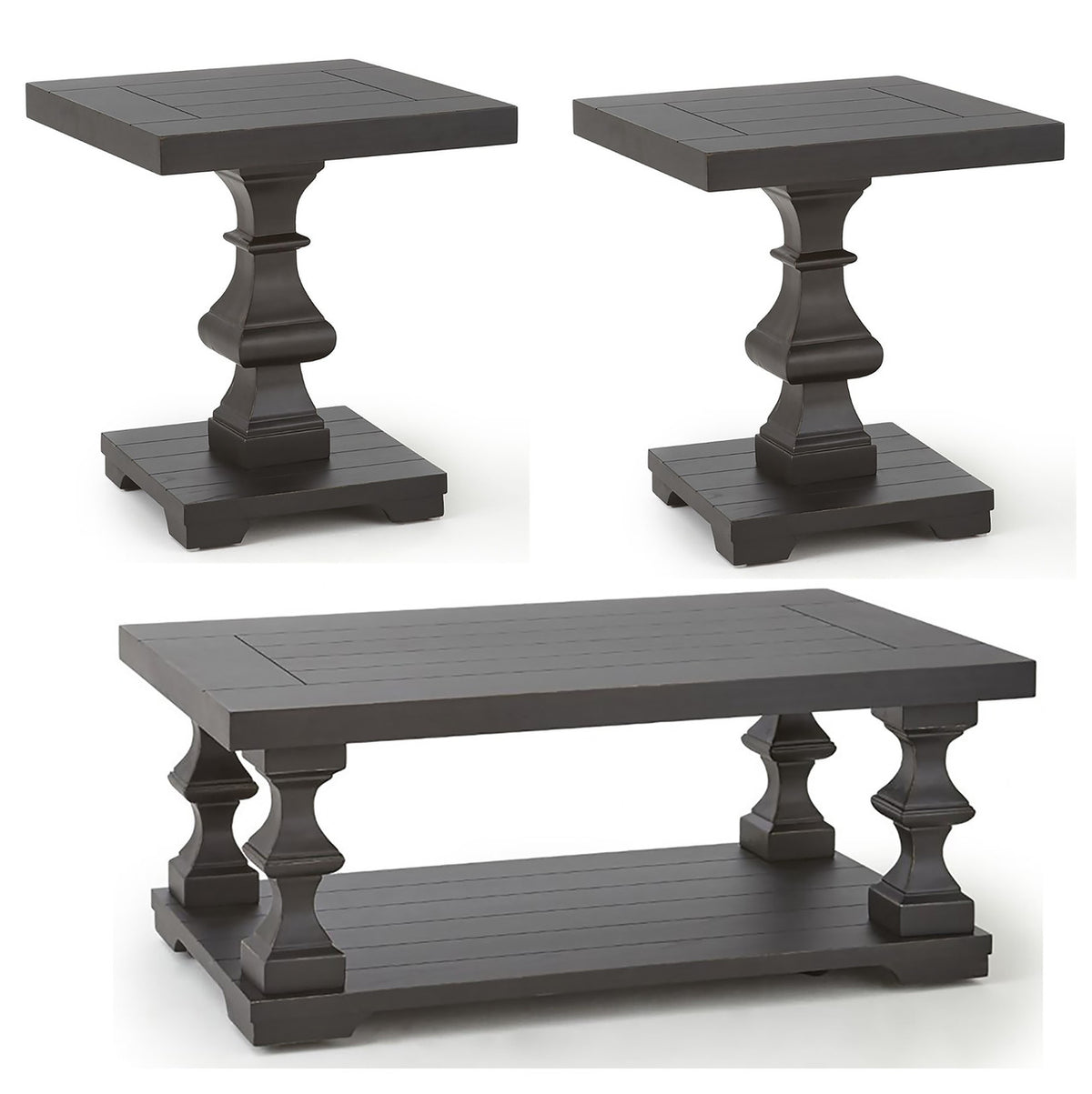 BETH Ebony 3-PC Occasional Set With Squared End Tables