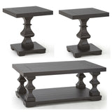 BETH Ebony 3-PC Occasional Set With Squared End Tables