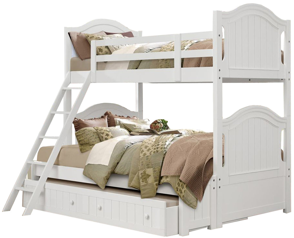 VIOLA White Twin/Full Bunkbed With Underbed Trundle