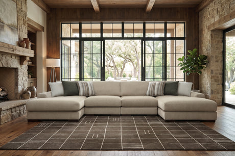 New York Sand Polyester 180"  4-Piece Double Chaise Sectional