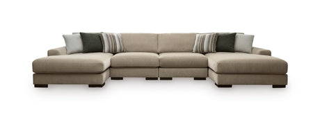 New York Sand Polyester 180"  4-Piece Double Chaise Sectional