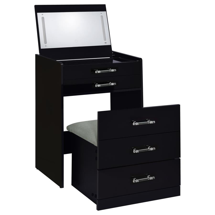 Noir Black 24" Vanity & Stool Set Black