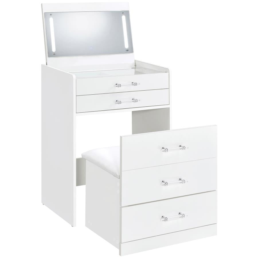 Noir White 24" Vanity & Stool Set