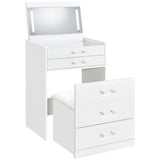 Noir White 24" Vanity & Stool Set