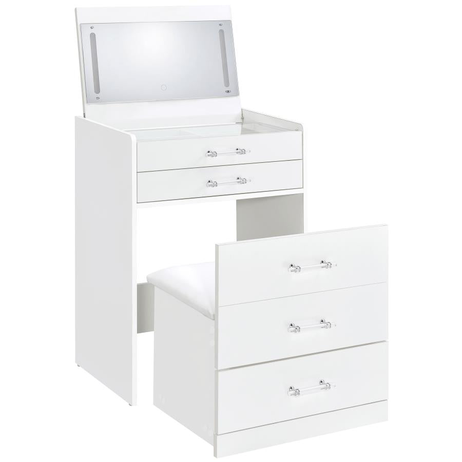 Noir White 24" Vanity & Stool Set