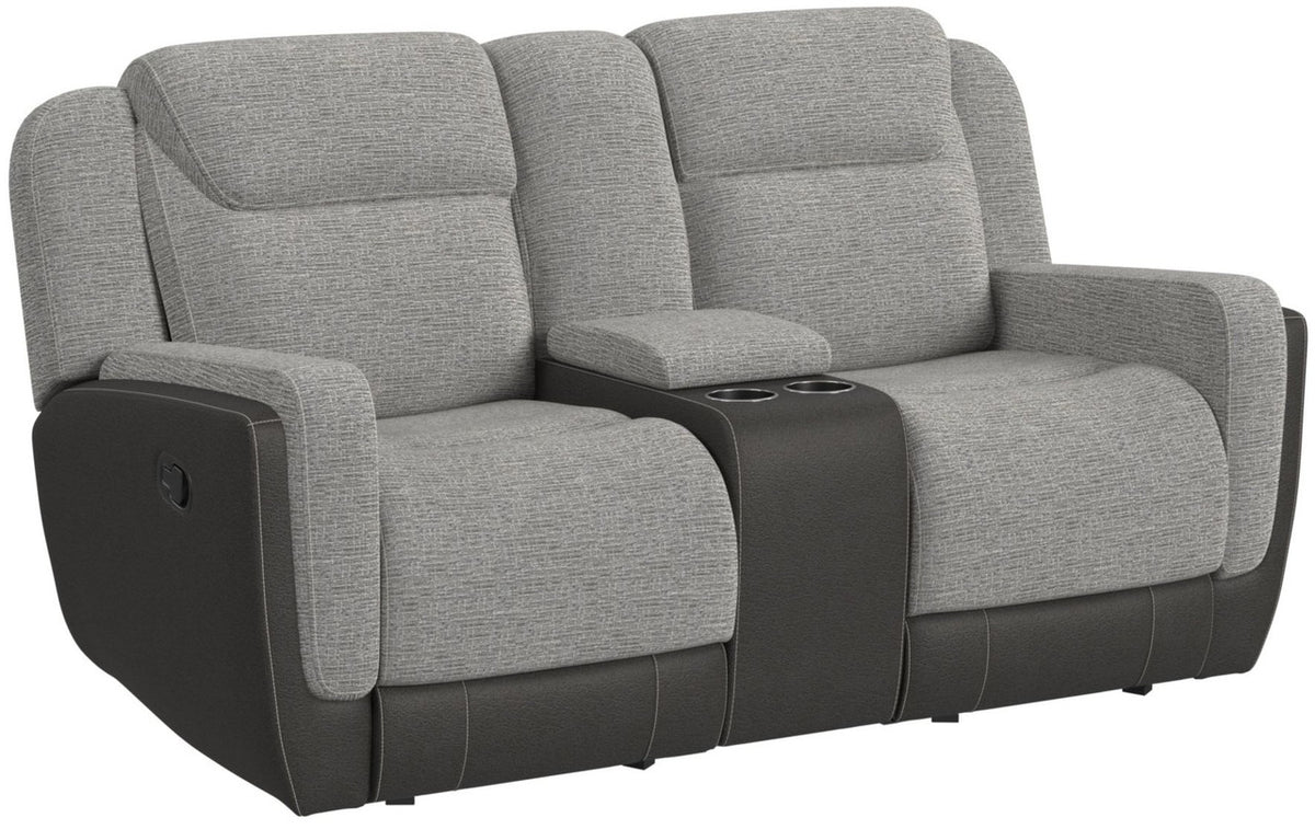 NOUR Gray Fabric Reclining Livingroom with Glider Loveseat