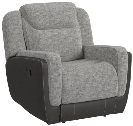 NOUR Gray Fabric Reclining Livingroom with Glider Loveseat