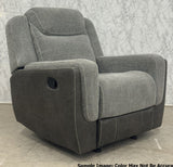 NOUR Gray Fabric Reclining Livingroom with Glider Loveseat