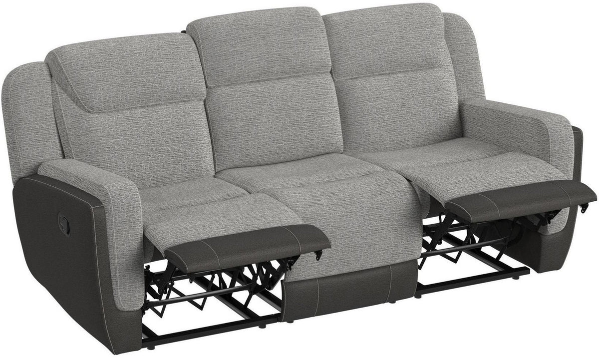NOUR Gray Fabric Reclining Livingroom with Glider Loveseat