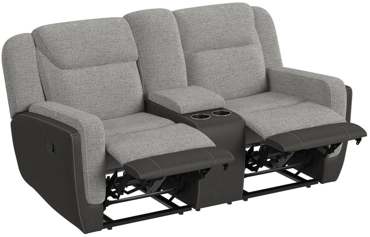 NOUR Gray Fabric Reclining Livingroom with Glider Loveseat