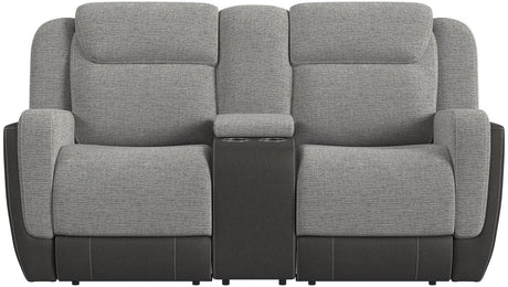 NOUR Gray Fabric Reclining Livingroom with Glider Loveseat