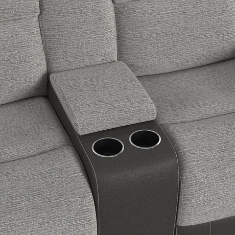 NOUR Gray Fabric Reclining Livingroom with Glider Loveseat