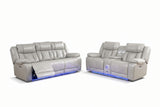 Overlook Grey Powered Reclining Sofa & Loveseat With Bluetooth
