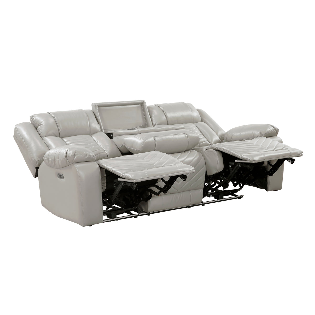 Overlook Grey Powered Reclining Sofa & Loveseat With Bluetooth