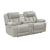 Overlook Grey Powered Reclining Sofa & Loveseat With Bluetooth