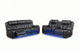 Overlook Black Powered Reclining Sofa & Loveseat With Bluetooth
