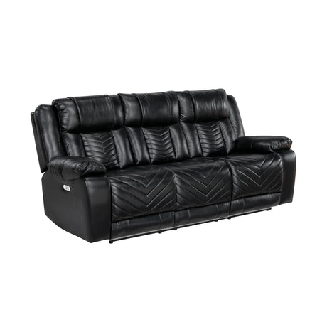Overlook Black Powered Reclining Sofa & Loveseat With Bluetooth
