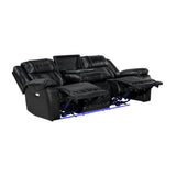 Overlook Black Powered Reclining Sofa & Loveseat With Bluetooth