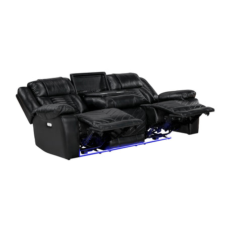 Overlook Black Powered Reclining Sofa & Loveseat With Bluetooth