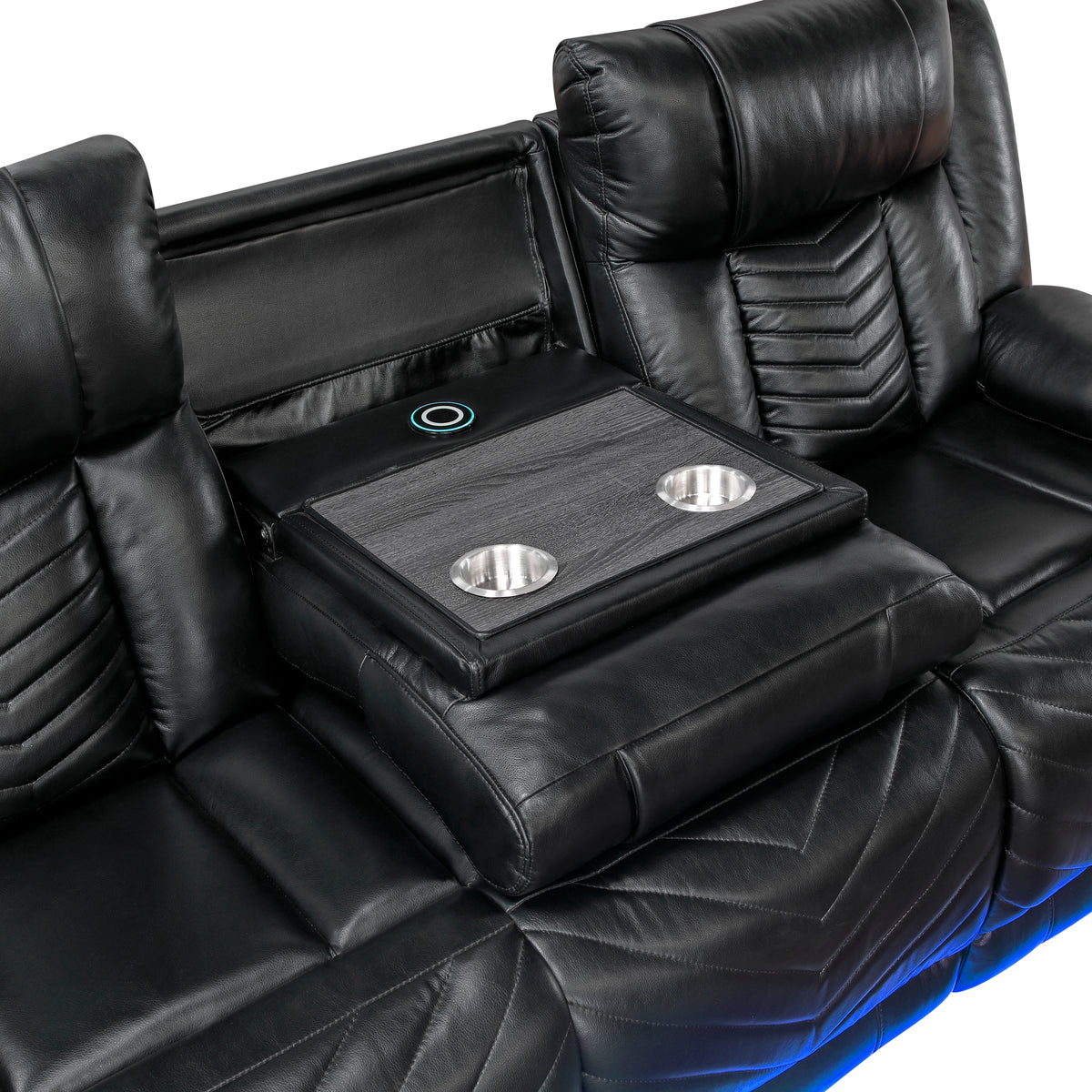 Overlook Black Powered Reclining Sofa & Loveseat With Bluetooth