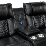 Overlook Black Powered Reclining Sofa & Loveseat With Bluetooth