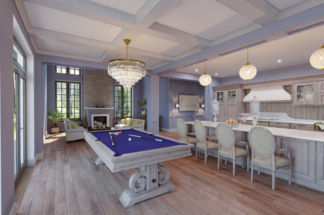 STABLES Silver Distressed 7-FT Dining Table With Pool Table