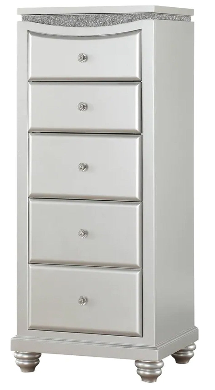 PRECIOUS Platinum Rhinestones 5 Drawer Lingerie Chest