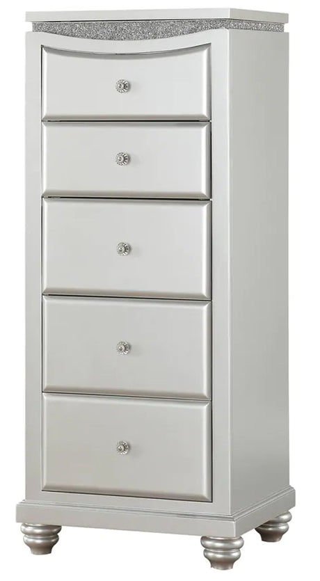 PRECIOUS Platinum Rhinestones 5 Drawer Lingerie Chest