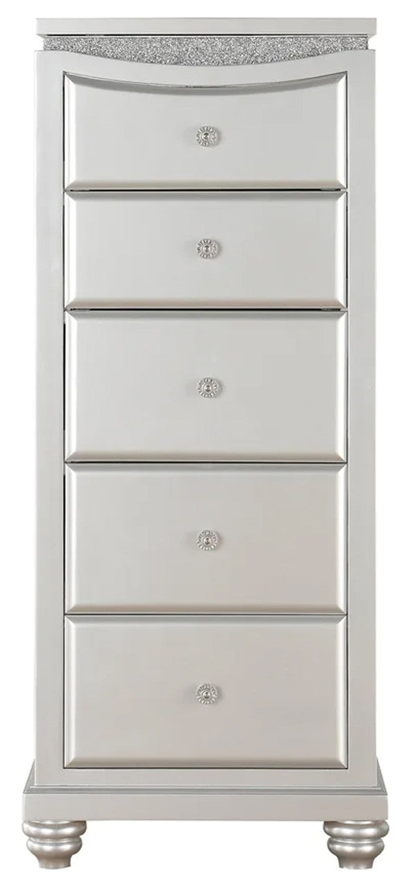 PRECIOUS Platinum Rhinestones 5 Drawer Lingerie Chest