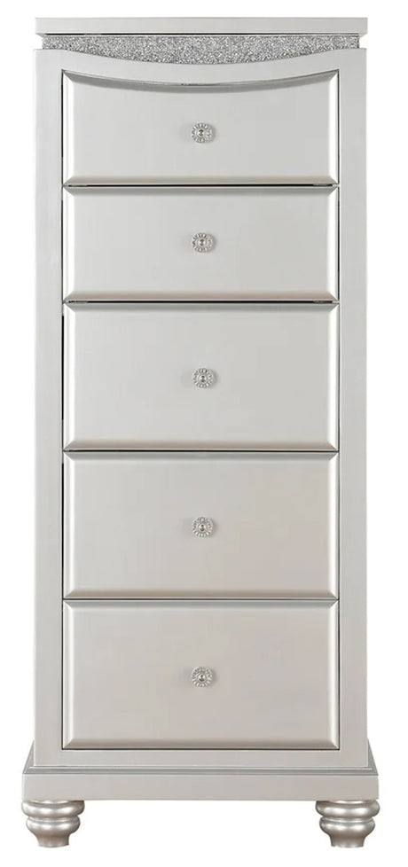 PRECIOUS Platinum Rhinestones 5 Drawer Lingerie Chest