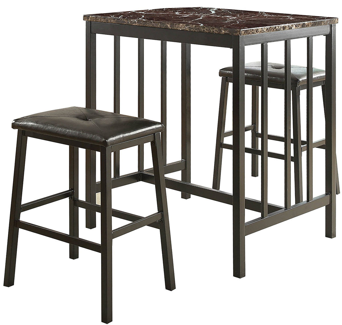 BRANDEN 3 Piece Counter Height Faux Marble Set