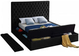 AZELL Black Velvet 61" Height Platform Bed with Storage Benches