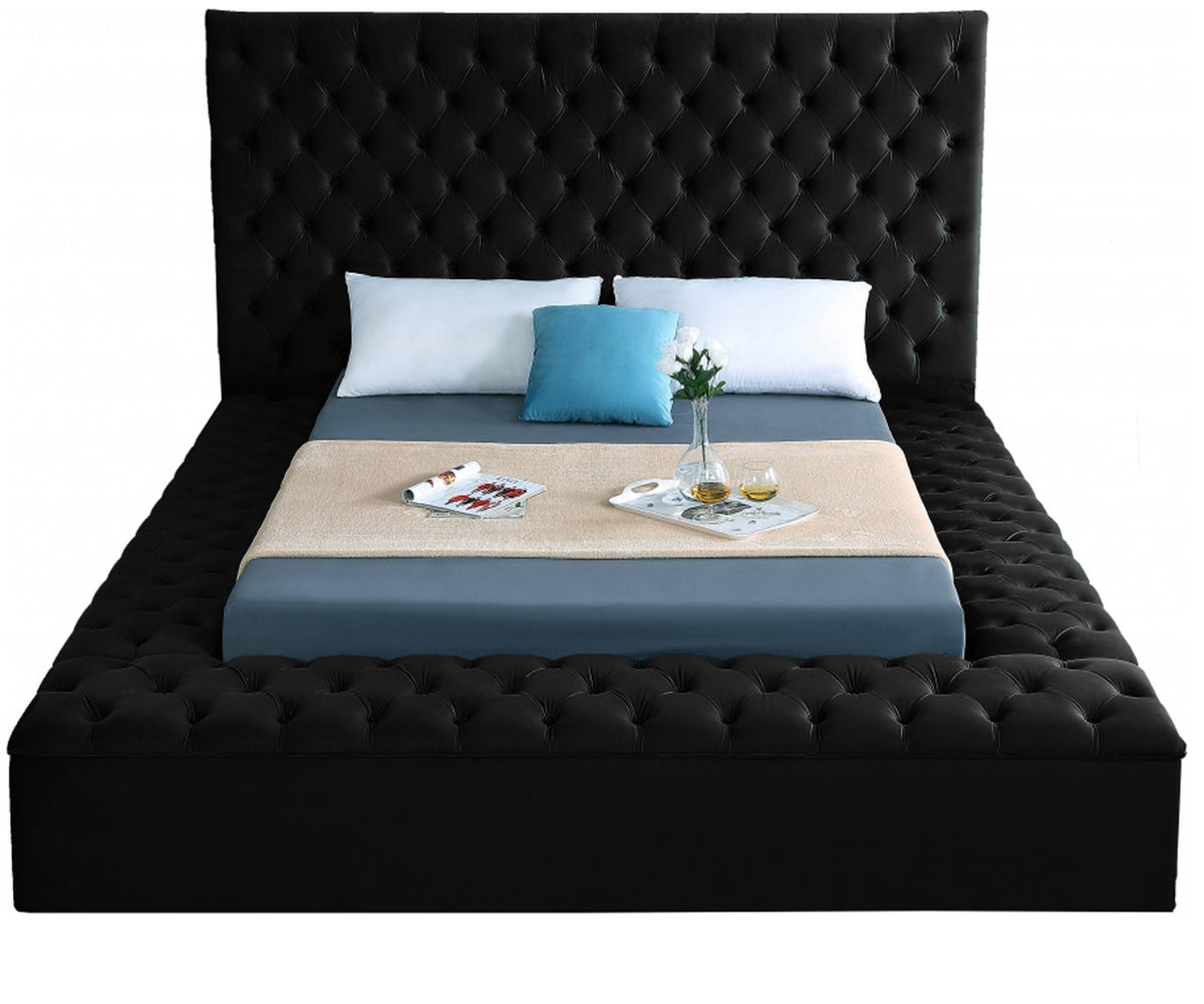 AZELL Black Velvet Storage Bedroom Set