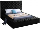 AZELL Black Velvet 61" Height Platform Bed with Storage Benches