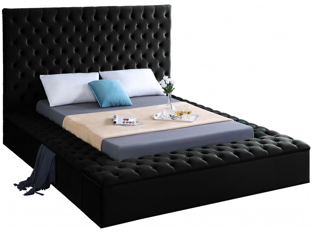 AZELL Black Velvet Storage Bedroom Set