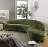RAIIN Olive Green Velvet 134" Wide Curved Sectional