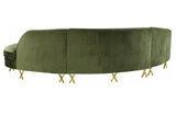 RAIIN Olive Green Velvet 134" Wide Curved Sectional