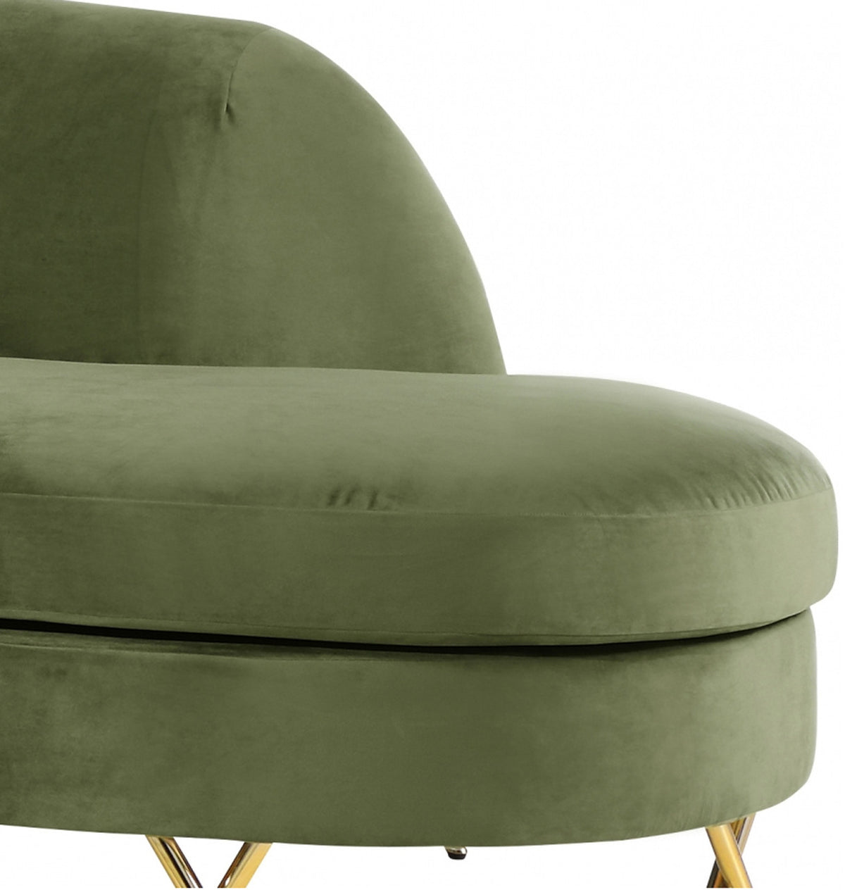 RAIIN Olive Green Velvet 134" Wide Curved Sectional