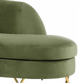 RAIIN Olive Green Velvet 134" Wide Curved Sectional